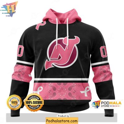 Personalized New Jersey Devils 3D Hoodie for Breast Cancer Awareness