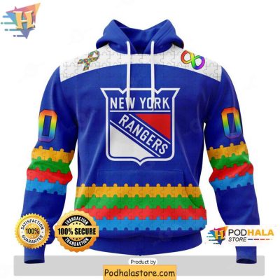 Personalized New York Rangers 3D Hoodie Autism Awareness Design