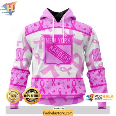 Personalized New York Rangers 3D Hoodie, Breast Cancer Awareness Gear