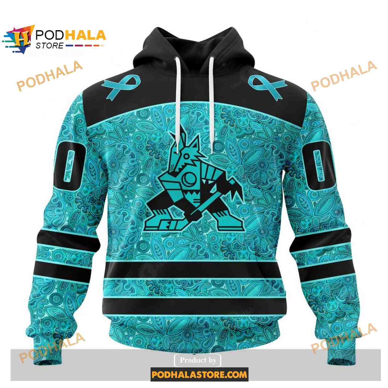 Personalized NHL Arizona Coyotes Fight Ovarian Cancer Shirt Hoodie 3D Personalized NHL Arizona Coyotes Fight Ovarian Cancer Shirt Hoodie 3D