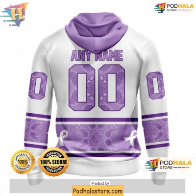 Personalized Vegas Golden Knights 3D Hoodie, Lavender Cancer Awareness
