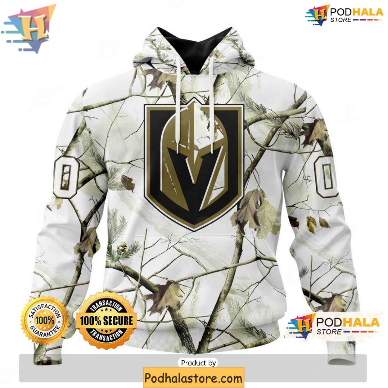 Personalized Vegas Golden Knights 3D Hoodie White Winter Camo Design Style Personalized Vegas Golden Knights 3D Hoodie White Winter Camo Design Style