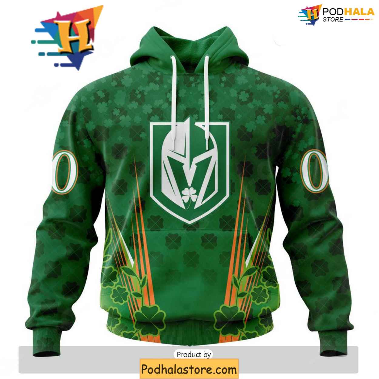 Personalized Vegas Golden Knights 3D Hoodie for St Patrick Day with Clover Theme Personalized Vegas Golden Knights 3D Hoodie for St Patrick Day with Clover Theme