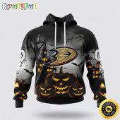 Personalized NHL Anaheim Ducks All Over Print 3D Hoodie Special Design Pumpkins For Halloween