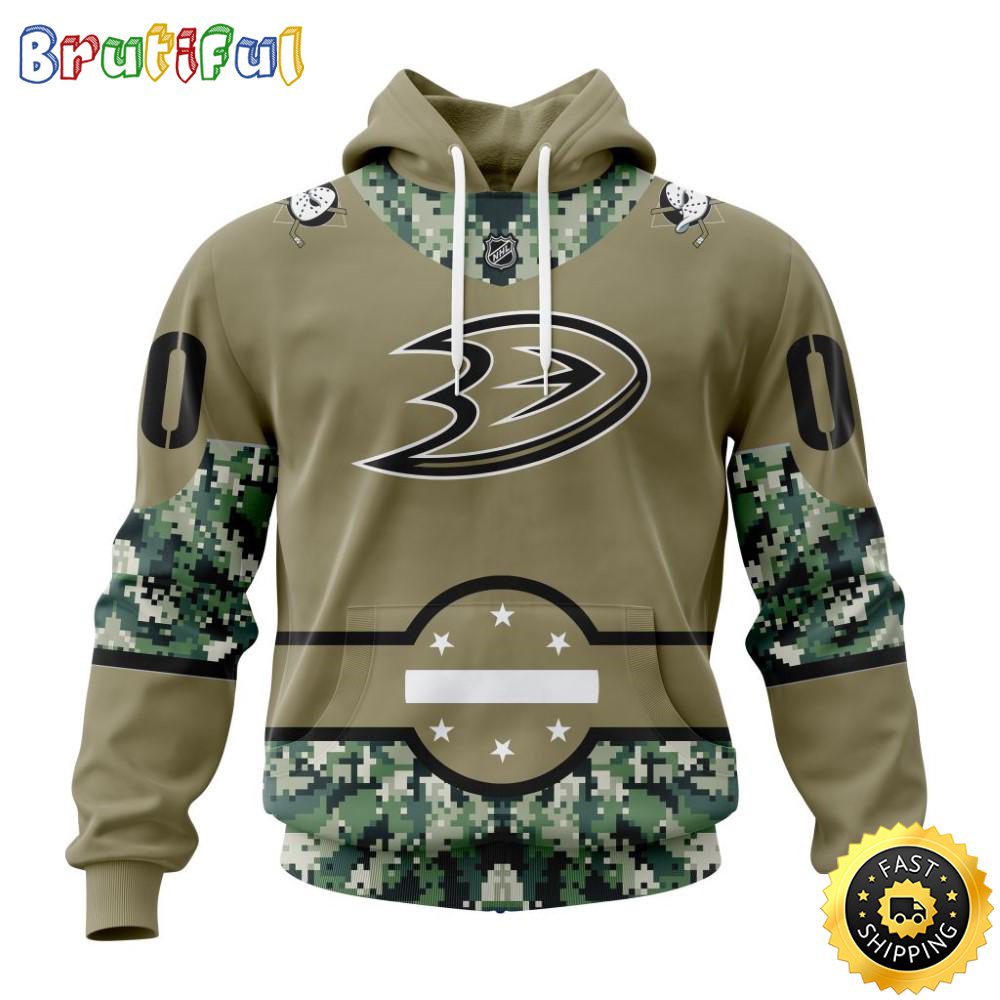 Personalized NHL Anaheim Ducks Hoodie Military Camo With City Or State Flag 3D Hoodie Unisex Tshirt Hoodie