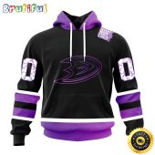 Personalized NHL Anaheim Ducks Hoodie Special Black Hockey Fights Cancer All Over Print 3D Hoodie Unisex Hoodie