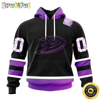 Personalized NHL Anaheim Ducks Hoodie Special Black Hockey Fights Cancer All Over Print 3D Hoodie Unisex Hoodie