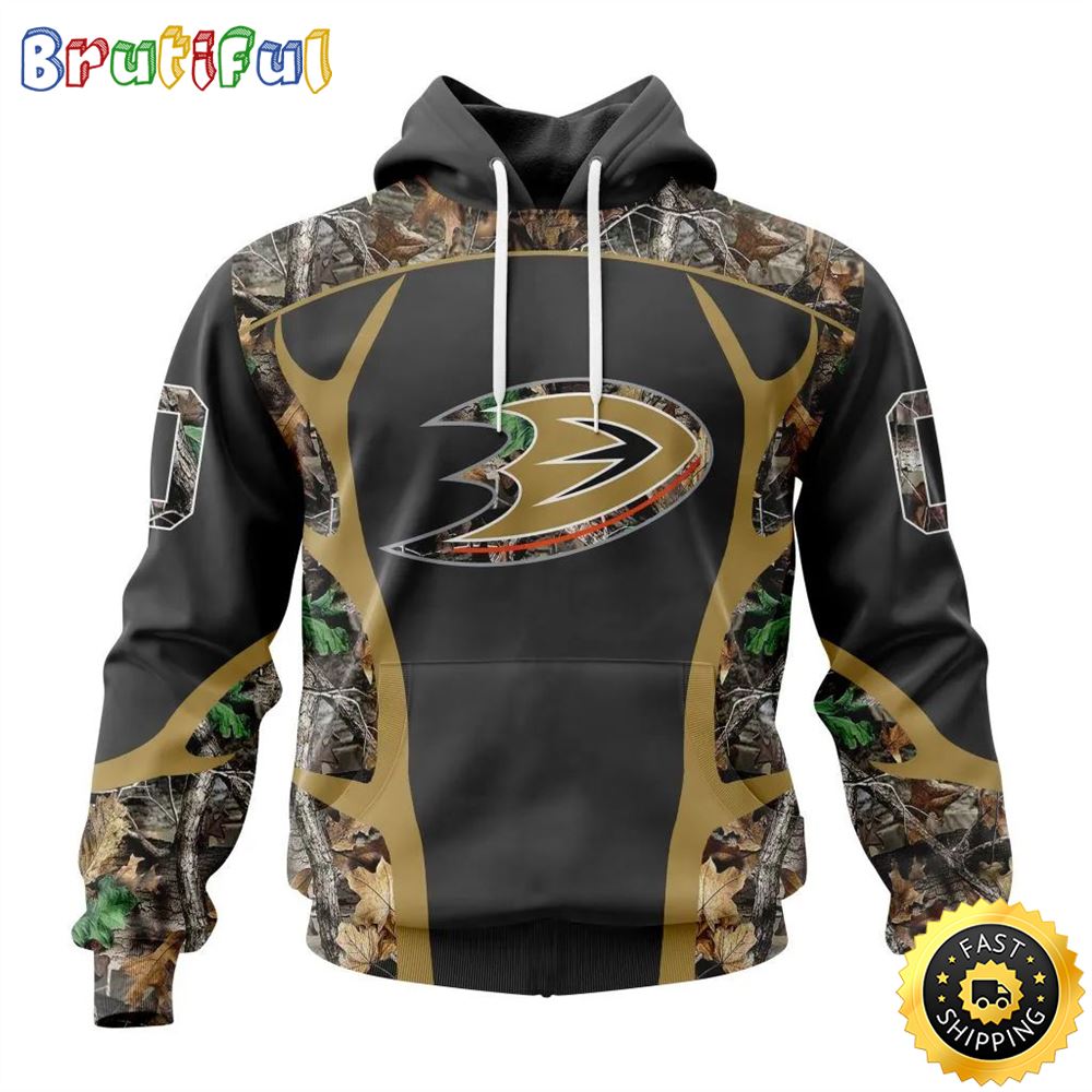 Personalized NHL Anaheim Ducks Hoodie Special Camo Hunting Design All Over Print 3D Unisex Hoodie