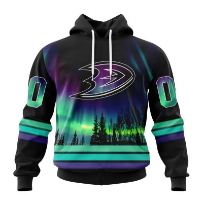 Personalized NHL Anaheim Ducks Hoodie Special Design With Northern Lights All Over Print 3D Hoodie Unisex