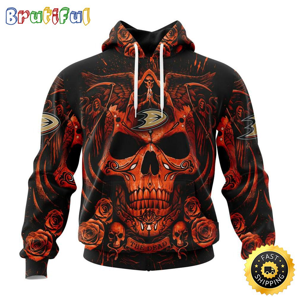 Personalized NHL Anaheim Ducks Hoodie Special Design With Skull Art All Over Print 3D Hoodie Unisex Tshirt Hoodie
