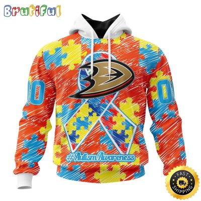 Personalized NHL Anaheim Ducks Special Autism Awareness Month All Over Print 3D Hoodie Unisex Hoodie