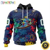 Personalized NHL Anaheim Ducks Specialized Fearless Against Autism All Over Print 3D Hoodie Unisex Hoodie