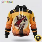 Personalized NHL Arizona Coyotes All Over Print 3D Hoodie Special Zombie Design For Halloween