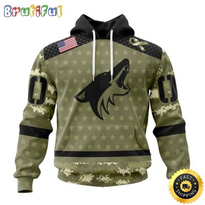 Personalized NHL Arizona Coyotes Hoodie Special Camo Military Appreciation All Over Print 3D Hoodie Unisex Hoodie