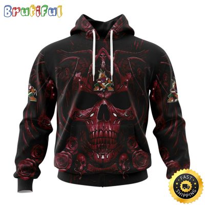 Personalized NHL Arizona Coyotes Hoodie Special Design With Skull Art All Over Print 3D Hoodie Unisex Tshirt Hoodie