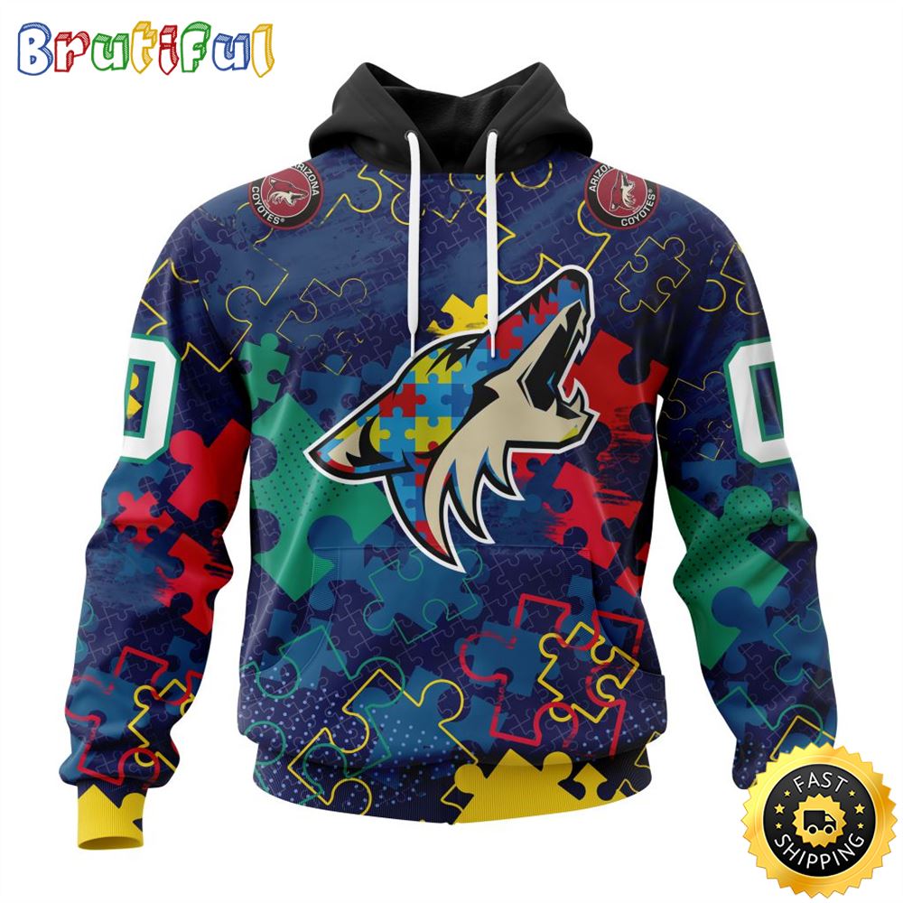 Personalized NHL Arizona Coyotes Specialized Fearless Against Autism All Over Print 3D Hoodie Unisex Hoodie