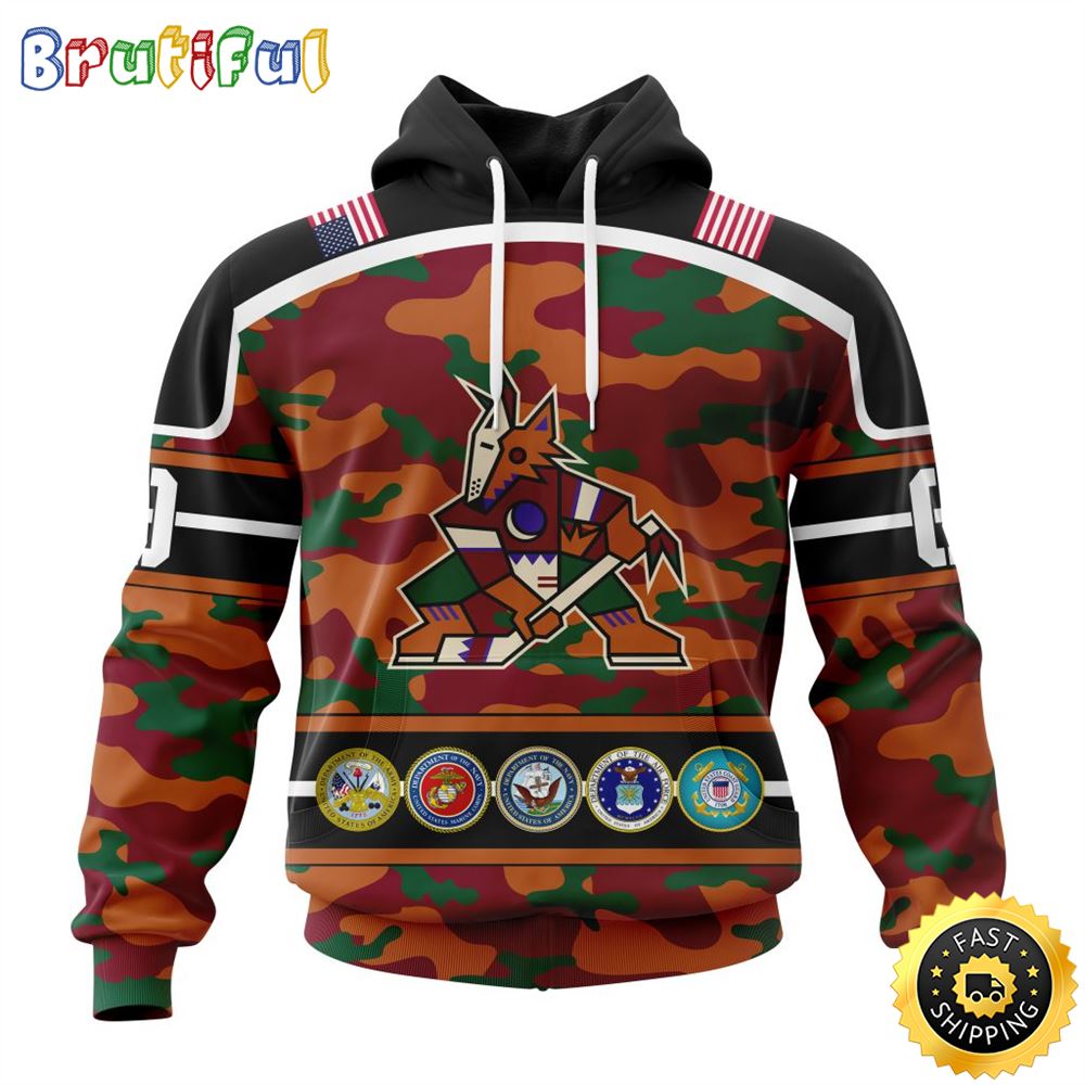 Personalized NHL Arizona Coyotes With Camo Team Color And Military Force Logo All Over Print 3D Hoodie Unisex Hoodie Tshirt Sweatshirt Personalized NHL Arizona Coyotes With Camo Team Color And Military Force Logo All Over Print 3D Hoodie Unisex Hoodie Tshirt Sweatshirt