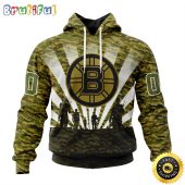 Personalized NHL Boston Bruins All Over Print 3D Hoodie Military Camo Kits For Veterans Day And Rememberance Day