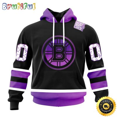 Personalized NHL Boston Bruins Hoodie Special Black Hockey Fights Cancer All Over Print 3D Hoodie Unisex Hoodie