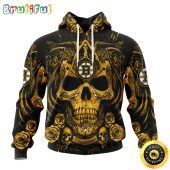Personalized NHL Boston Bruins Hoodie Special Design With Skull Art All Over Print 3D Hoodie Unisex Tshirt Hoodie