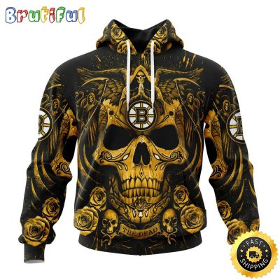 Personalized NHL Boston Bruins Hoodie Special Design With Skull Art All Over Print 3D Hoodie Unisex Tshirt Hoodie