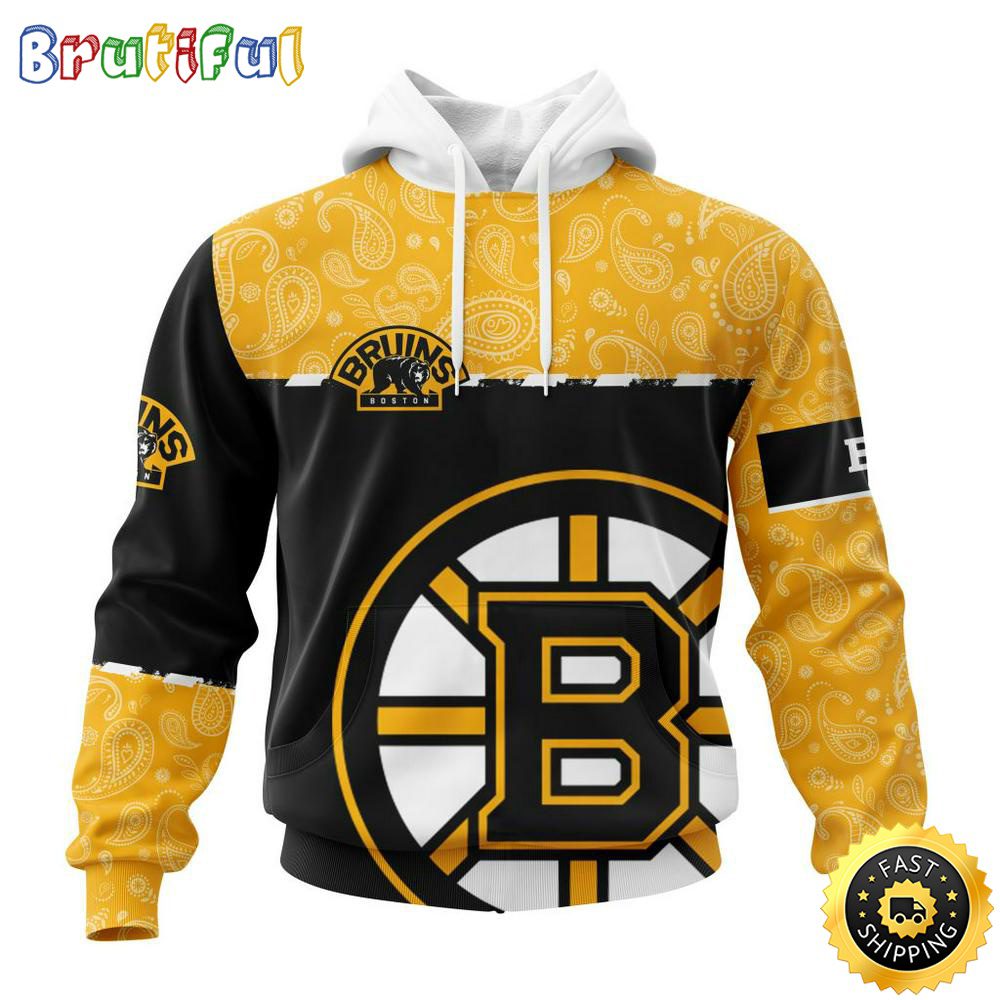 Personalized NHL Boston Bruins Hoodie Specialized Hockey With Paisley All Over Print Hoodie Unisex Tshirt Hoodie