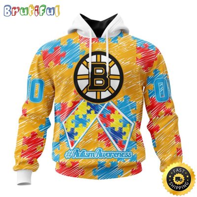 Personalized NHL Boston Bruins Special Autism Awareness Month All Over Print 3D Hoodie Unisex Hoodie