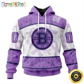 Personalized NHL Boston Bruins Special Lavender Hockey Fights Cancer All Over Print 3D Hoodie Unisex Hoodie Tshirt Sweatshirt