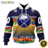 Personalized NHL Buffalo Sabres All Over Print 3D Hoodie Autism Awareness Design Unisex Hoodie