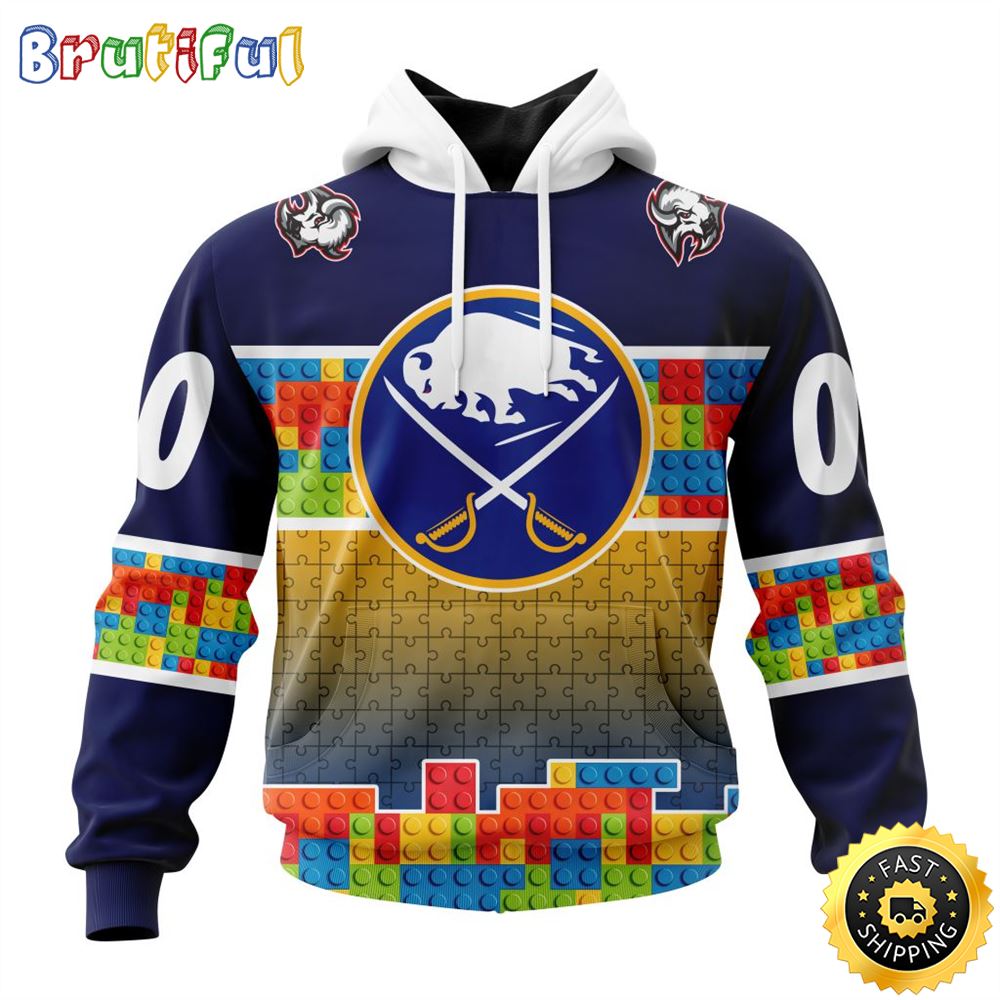 Personalized NHL Buffalo Sabres All Over Print 3D Hoodie Autism Awareness Design Unisex Hoodie