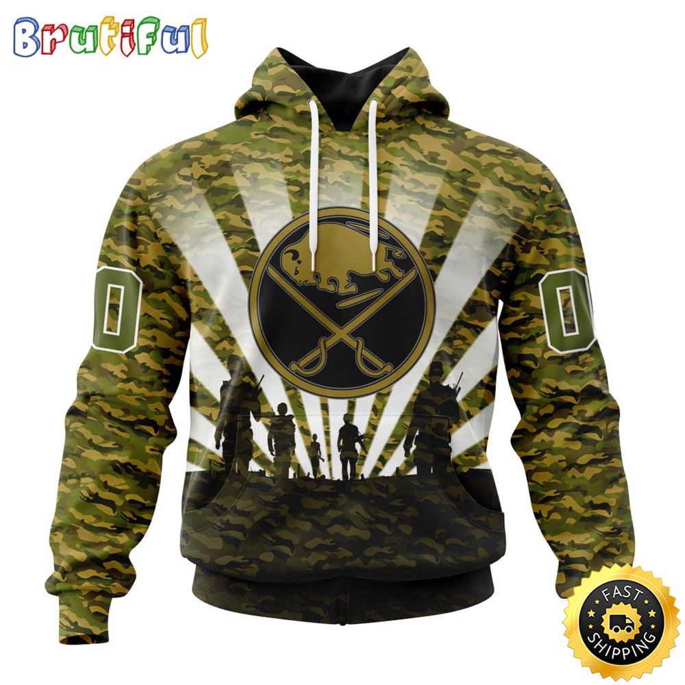 Personalized NHL Buffalo Sabres All Over Print 3D Hoodie Military Camo Kits For Veterans Day And Rememberance Day