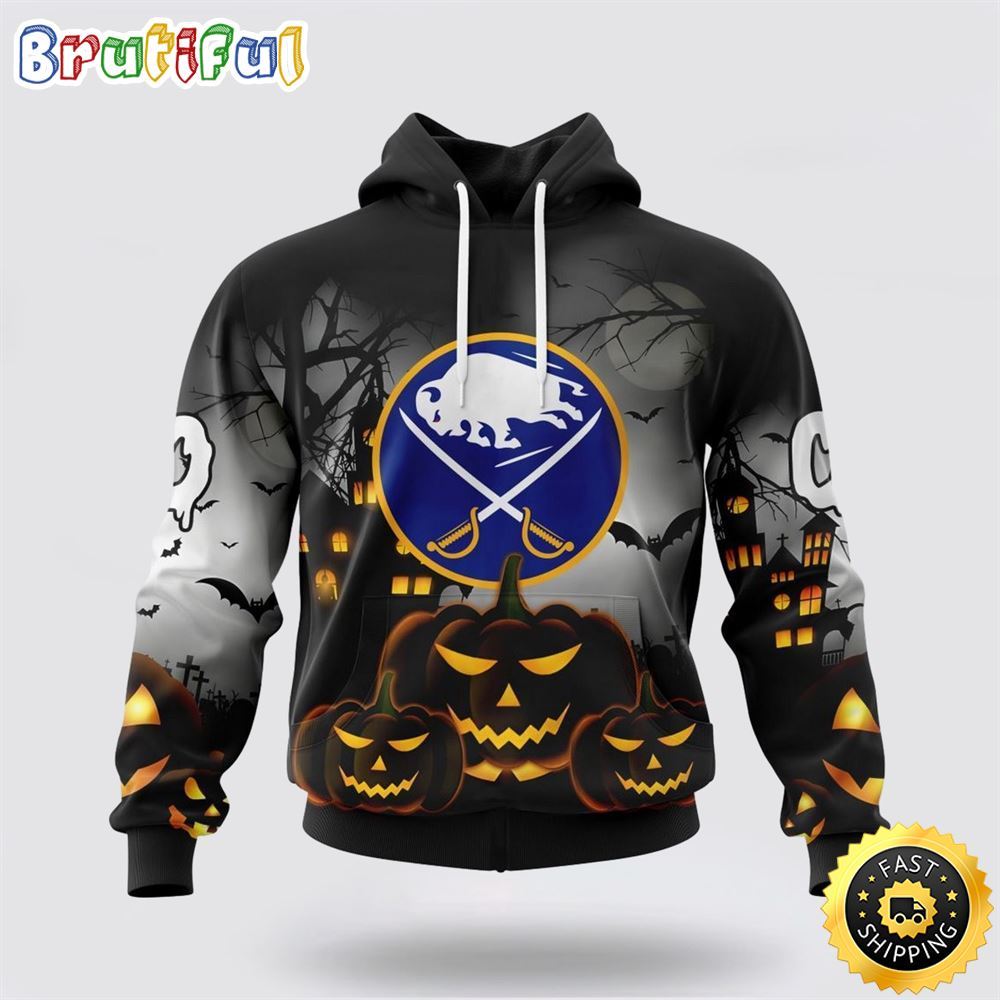 Personalized NHL Buffalo Sabres All Over Print 3D Hoodie Special Design Pumpkins For Halloween
