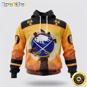 Personalized NHL Buffalo Sabres All Over Print 3D Hoodie Special Zombie Design For Halloween