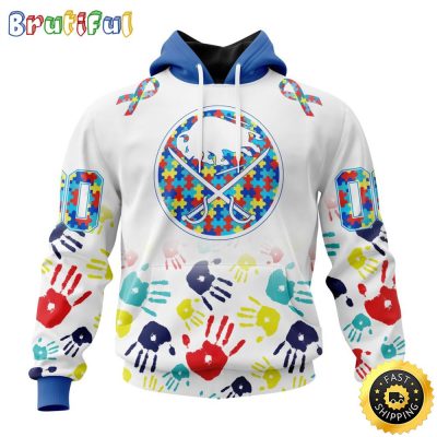 Personalized NHL Buffalo Sabres Autism Awareness Hands Design All Over Print 3D Hoodie Unisex Hoodie