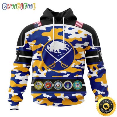 Personalized NHL Buffalo Sabres With Camo Team Color And Military Force Logo All Over Print 3D Hoodie Unisex Hoodie Tshirt Sweatshirt