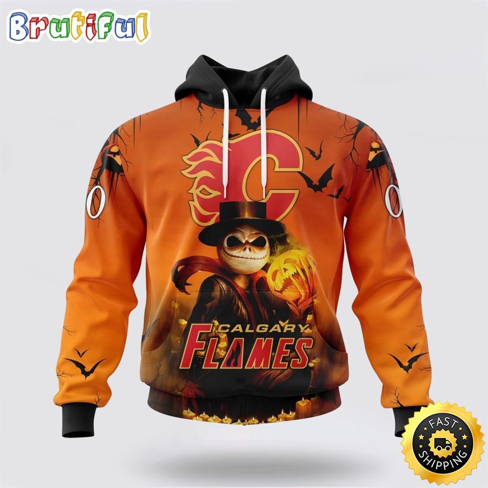 Personalized NHL Calgary Flames All Over Print 3D Hoodie Special Halloween Concepts Celebrate Halloween