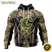 Personalized NHL Calgary Flames Hoodie Special Camo Color Design All Over Print 3D Unisex Hoodie
