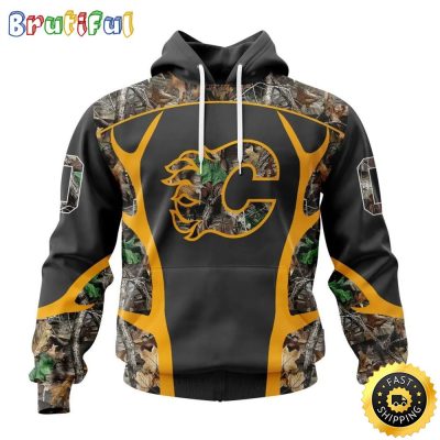Personalized NHL Calgary Flames Hoodie Special Camo Hunting Design All Over Print 3D Unisex Hoodie