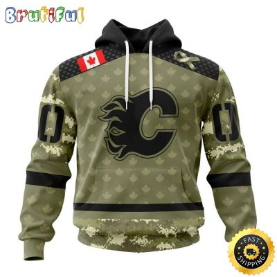 Personalized NHL Calgary Flames Hoodie Special Camo Military Appreciation All Over Print 3D Hoodie Unisex Hoodie