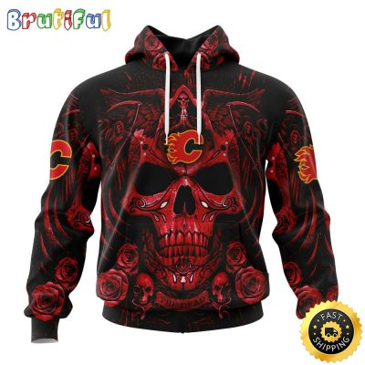 Personalized NHL Calgary Flames Hoodie Special Design With Skull Art All Over Print 3D Hoodie Unisex Tshirt Hoodie