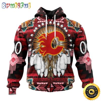 Personalized NHL Calgary Flames Hoodie Special Native Costume Design 3D Hoodie Unisex Tshirt Hoodie