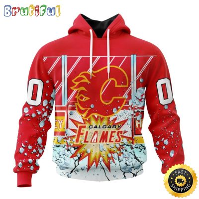 Personalized NHL Calgary Flames Hoodie With Ice Hockey Arena 3D Hoodie Unisex Tshirt Hoodie