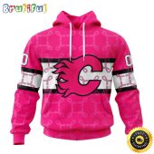 Personalized NHL Calgary Flames I Pink I Can In October We Wear Pink Breast Cancer All Over Print 3D Hoodie Unisex Hoodie Tshirt Sweatshirt