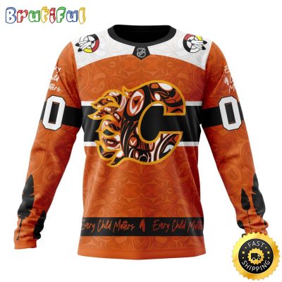 Personalized NHL Calgary Flames Sweatshirt Specialized Design Support Child Lives Matter All Over Print Sweatshirt Unisex