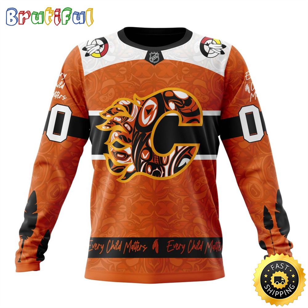 Personalized NHL Calgary Flames Sweatshirt Specialized Design Support Child Lives Matter All Over Print Sweatshirt Unisex
