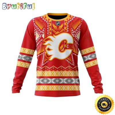 Personalized NHL Calgary Flames Sweatshirt Specialized Native Concepts All Over Print Sweatshirt Unisex
