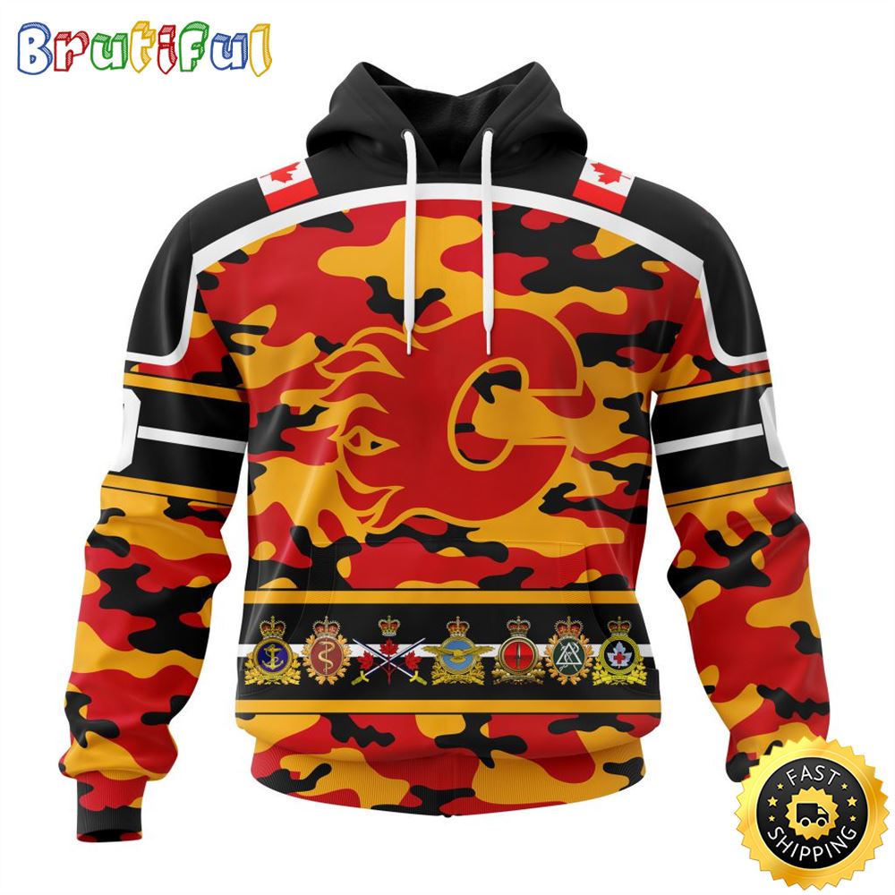 Personalized NHL Calgary Flames With Camo Team Color And Military Force Logo All Over Print 3D Hoodie Unisex Hoodie Tshirt Sweatshirt Personalized NHL Calgary Flames With Camo Team Color And Military Force Logo All Over Print 3D Hoodie Unisex Hoodie Tshirt Sweatshirt