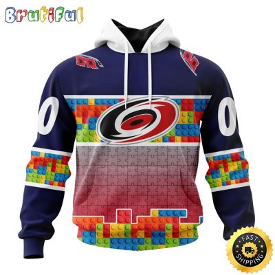 Personalized NHL Carolina Hurricanes All Over Print 3D Hoodie Autism Awareness Design Unisex Hoodie