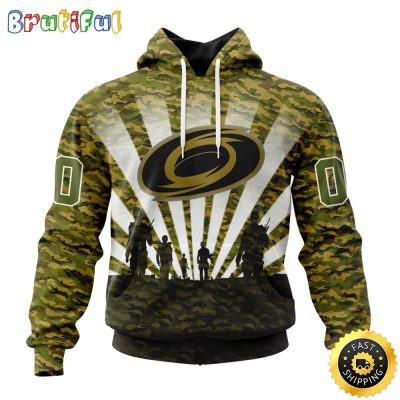 Personalized NHL Carolina Hurricanes All Over Print 3D Hoodie Military Camo Kits For Veterans Day And Rememberance Day