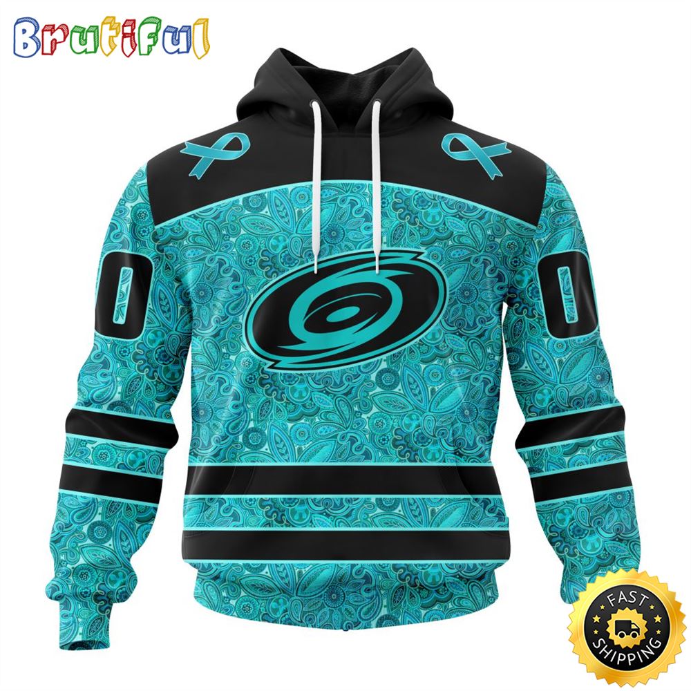 Personalized NHL Carolina Hurricanes All Over Print 3D Hoodie Special Design Fight Ovarian Cancer Gift For Football Fans